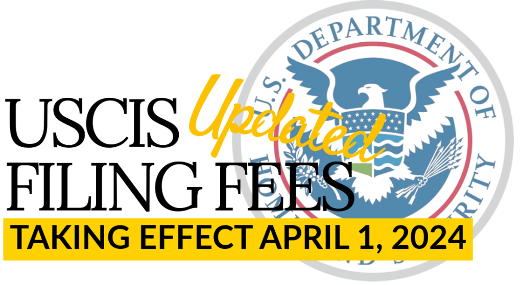 USCIS Updated Filing Fees 2024